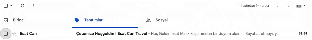 E-postaları birincil sekmesine taşıma