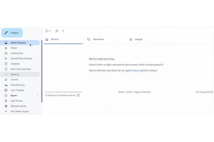 E-postaları spam'den çıkarma